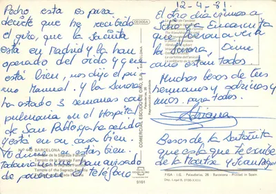Sagrada Família — Barcelonę — Wydawca Escudo de Oro, n° 9101 — Rewers