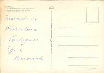 Barcelona — La casa de les punxes, Avenida Generalísimo — editor PERLA, serie 1649 — Reverso
