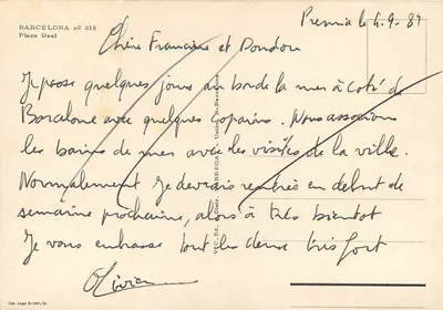 Praça Real — Barcelona — editor VIC Ed. - Unión 9-Barcelona, n° 018 — Verso