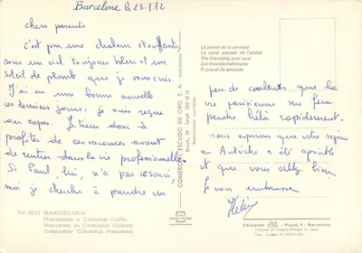Monument do Kolumba — Barcelonę — Wydawca ESCUDO DE ORO, nr 2617 — Rewers
