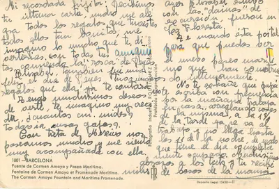 Fontanna Carmen Amaya i Promenada Morska — Barcelona — Wydawca R.Q.F.I.R. nr 1001 — Rewers