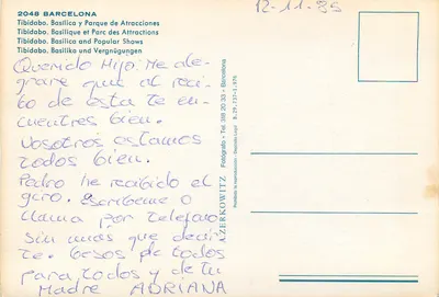 Tibidabo — Basílica e Parque de Diversões — A.Zerkowitz — Verso