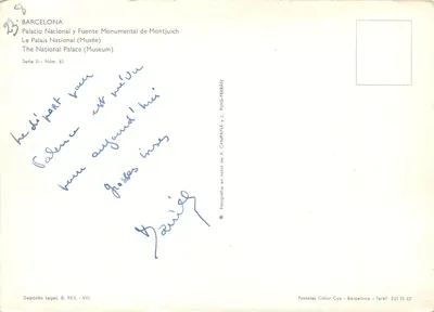 Palacio Nacional y Fuente Monumental de Montjuich — Le Palais National (Musée) — Postales Color Puig-Ferrán, Serie II, Núm. 61 — Rewers