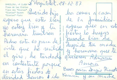 Barcelona — Place des Glorias — A. ZERKOWITZ n°2.454 — Rewers