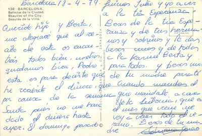Barcellona — belle vedute della città — editore A.G. Cobas, S.A., n° 138 — Verso
