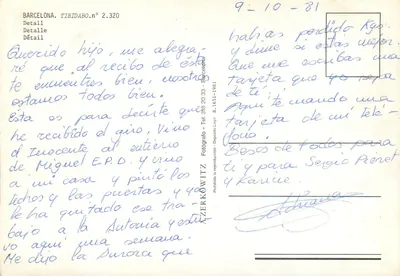 Tibidabo — Góra miasta Barcelony — wydawca Zerkowitz, nr 2.320 — Rewers