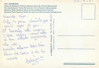 Barcelona — Palácio Nacional do Arte e Fonte Monumental — A. Zerkowitz — Verso
