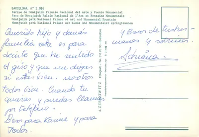 Park Montjuïch — Pałac Narodowy Sztuki i Monumentalna Fontanna — A. ZERKOWITZ n° 2.016 — Rewers