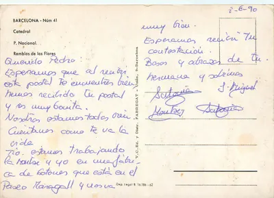 Barcelona — Kathedrale und Ramblas de Flores — Verlag V.C. Ed. - Unión, n°41 — Rückseite