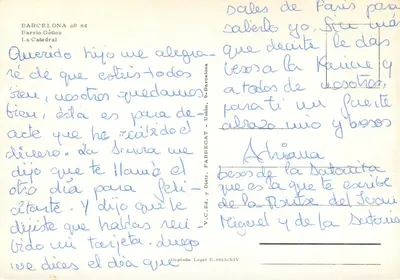 Barcelony — dzielnica gotycka — V.C. Ed. y Distr. FABREGAT, n° 84 — Rewers