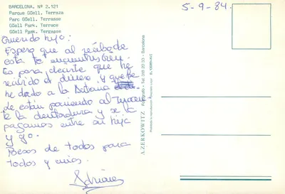 Park Güell — Terrasa — A.Zerkowitz, nr 2.121 — Rewers