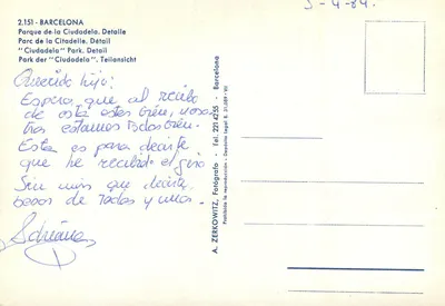 Park Ciutadella — szczegół rzeźby mamuta — A. Zerkowitz, seria 2.151 — Rewers