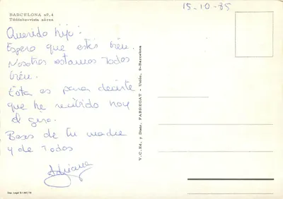 Tibidabo — widok z powietrza — V.C. Ed. y Distr. FABREGAT, n° 4 — Rewers