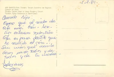 Tibidabo — Świątynia Ekspiacyjna Serca Panny Marii — Wydawca García Garrabella y Cía. S.R.C. n°433 — Rewers