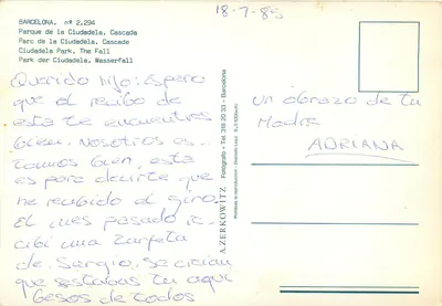 Parque da Ciutadella — Cascata — A.Zerkowitz, n° 2.294 — Verso