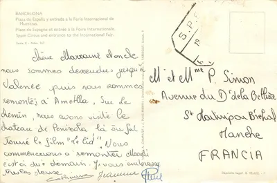 Barcelonę — Plac Hiszpański i wejście na Międzynarodową Wystawę — wydawca A. Campaña y J. Puig-Ferrán, seria II, n°167 — Rewers