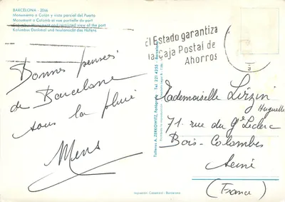 Barcelona — Pomnik Kolumba i częściowy widok portu — Talleres A. ZERKOWITZ, n°2066 — Rewers