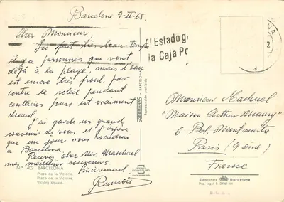 Barcelona — Plac Zwycięstwa z Banco Comercial Transatlántico — Wydawnictwo CTSO — Rewers