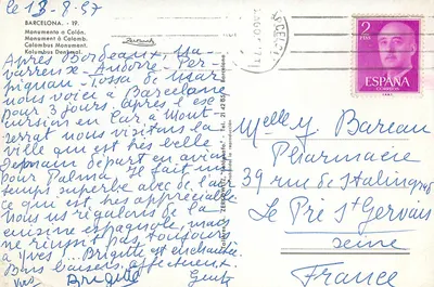 Monument à Colón — Colonne de Colomb à Barcelone — éditeur ZERKOWITZ, n° 21.42.653 — Rewers