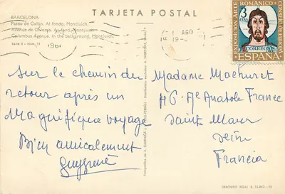 Barcelona — Avenida de Colón com o Montjuïch no fundo — Série II, n°19, editada por A. Fabregat — Verso