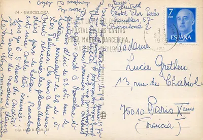Barcelona — vista panorâmica — editor 'Postal de las Cartas' n°24 — Verso