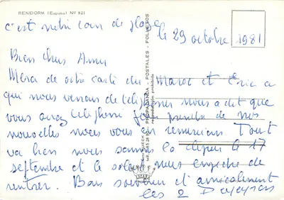 Benidorm — widok plaży i skały — wydawca Rueck, nr 821 — Rewers