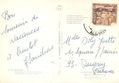 Benidorm — Recuerdo de Benidorm — Ed. A. Subirats Casanovas, N° 24 — Verso