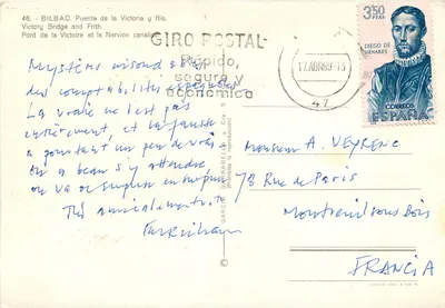 Bilbao. Ponte da Vitória e rio Nervión — Giro Postal, n°46 — Verso