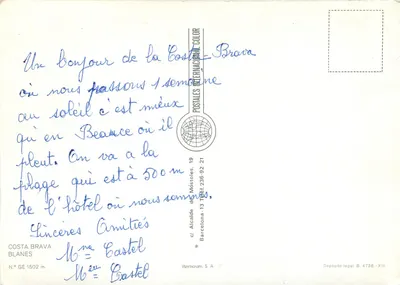 Blanès - Costa Brava — editor Costa Brava International Color — Verso