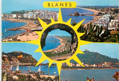 Blanès — vista panorâmica com sol estilizado — editor MURCIA - 608