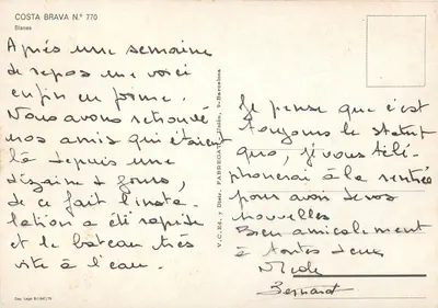 Blanès - Costa Brava — Vista C. Editora e Distribuidora Fabregat, n° 770 — Verso