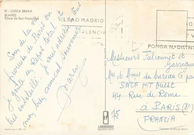 Praia de San Francisco — Costa Brava — Laminograf Barcelona N° 45 — Verso