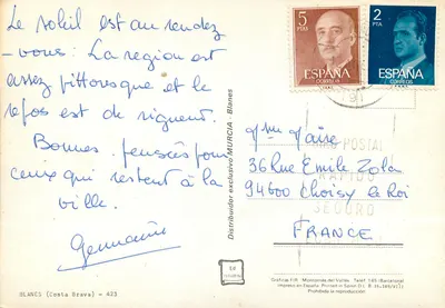 Blanès — vista panorâmica e cenas de praia — Ed. Perelmini — Verso
