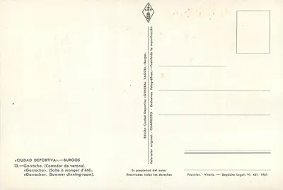Garrocha — Sala jedzeniowa latem — Wydawnictwo Ciudad Deportiva, Burgos — Rewers