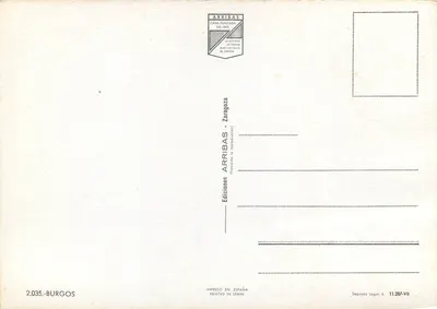 Burgos — Katedra, Skarbiec El Cid, Brama miasta — Wydawnictwo Arrribas, nr 2.035 — Rewers