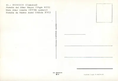 Burgos (Katedra) — Retabel głównego ołtarza (XVI wiek) — Wydawnictwo A. Esperon, Madryt — Rewers