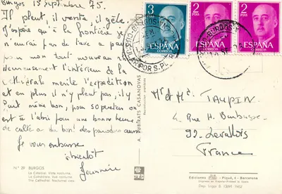 Burgos — Katedra — Widok nocny — wydawnictwo FISA, nr 29 — Rewers