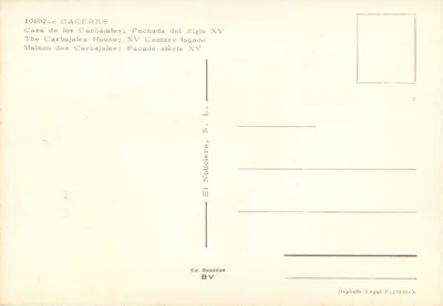 Cáceres — Huis van de Carbajales ; gevel van de 15e eeuw — Ed. Beascoa — Achterkant