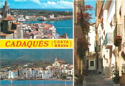 Cadaqués (Costa Brava) — vista panorâmica e rua pavimentada — CARRERA, Gérone