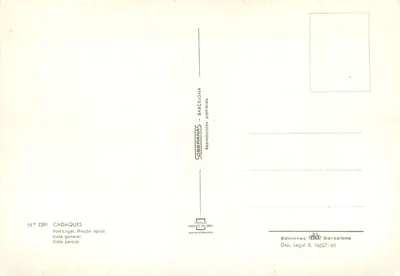 Cadaqués — Vista panorâmica e porto — Editor Soberanas, n° 1291 — Verso