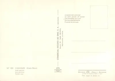 Cadaqués — Vista parcial — Comercial Escudo de Oro, S.A. — Verso