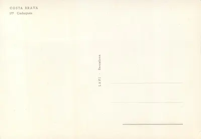 Cadaqués — aldeia costeira com barcos — editor LAVI, série 177 — Verso