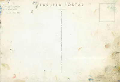 Cadaqués — Costa Brava — editor A. Fabregat, série II n° 2072 — Verso