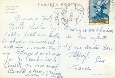 Cadaqués — vista do porto e da praia — Tarjeta Postal, Série II, Núm. 2073 — Verso