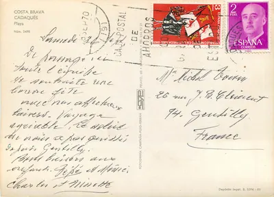 Costa Brava — Praia de Cadaqués — Editor Caja Postal — Verso