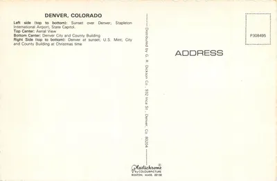 Denver, Colorado — Saudações de Denver, Colorado — G. R. Dickson Co. — Verso