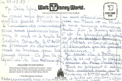 Walt Disney World — Disneyland Paris — editor Mirro Card by H.S. Crocker Co. — Verso