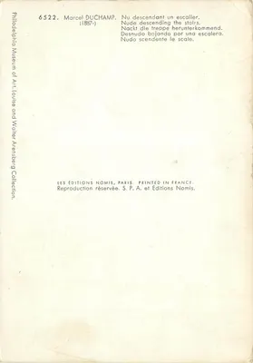 एक नंगा व्यक्ति एक सीढ़ी के नीचे उतरता है — मार्सेल डुशां (1887-) — एडिशन्स नोमिस, पेरिस — पीछे