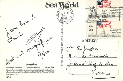 Shamu e seus companheiros orcas no Sea World — America's Finest Marine Life Park — editor Sea World, n° GP-28 — Verso