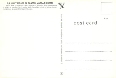 Boston — Os diversos momentos do dia — Klein Card, n° K-119 — Verso